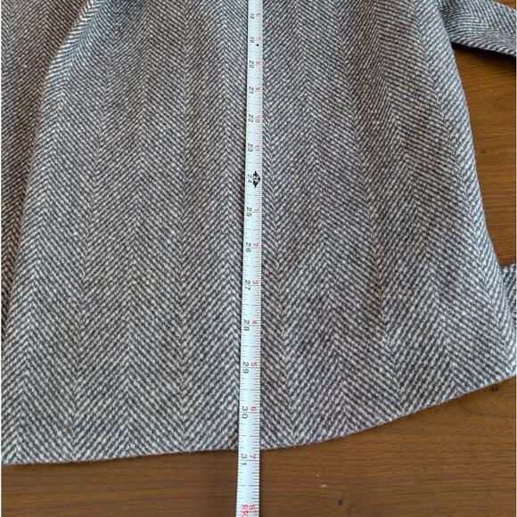 AYR Lunar Wool/Cashmere Tweed Wrap Belt Jacket In Light Grey Herringbone, size S - Picture 8 of 10